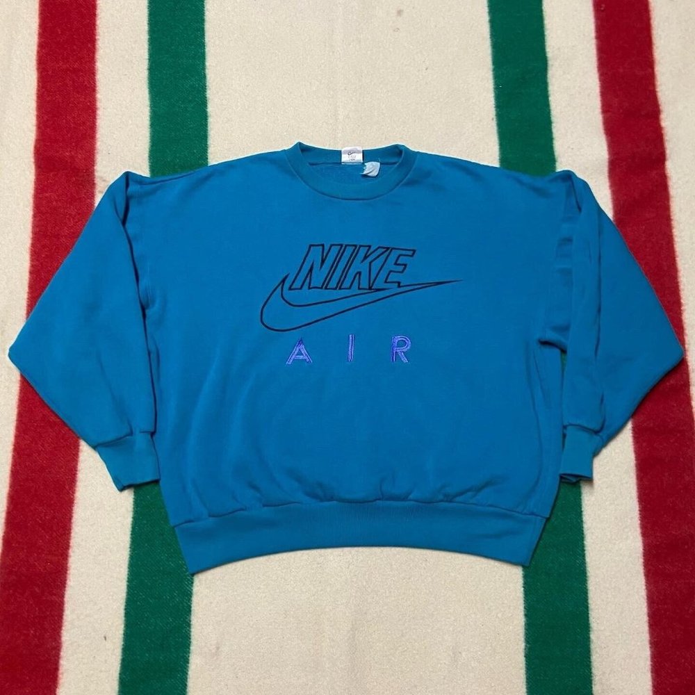 Nike Men’s Sweatshirt Air Embroidered Logo Vintage Green L 90s